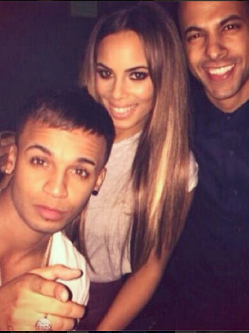 Aw! The Saturdays' Rochelle Humes hangs out with 'her boys' Aston Merrygold and husband Marvin ...