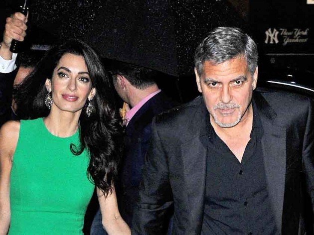 George gives Amal a sushi restaurant in London for Anniversary? GeorgeandAmal290915-630x472