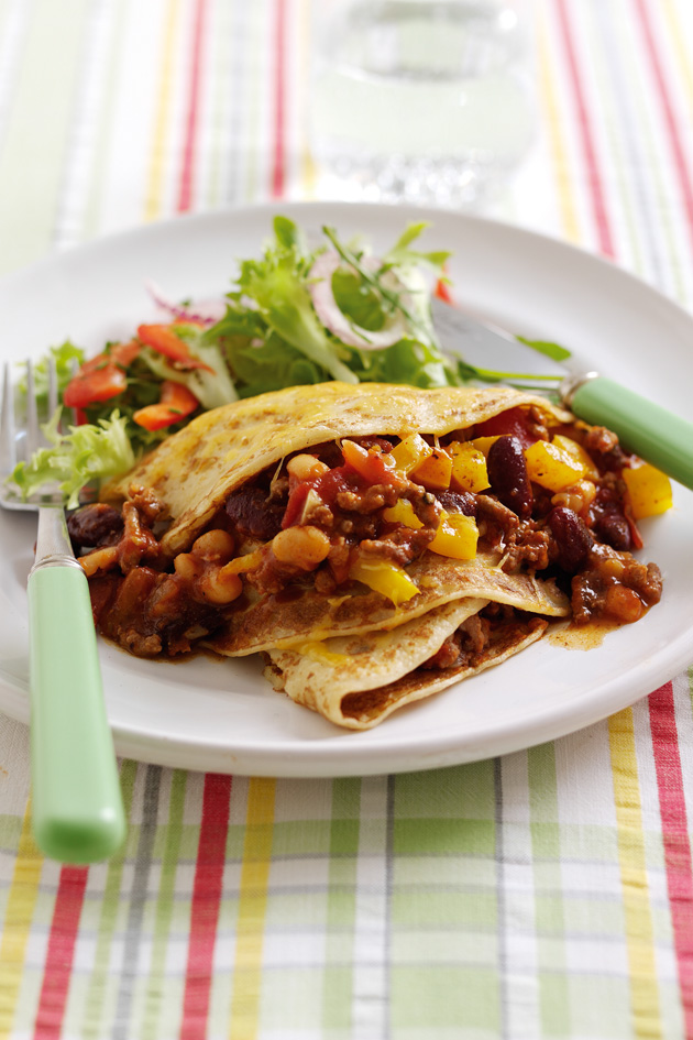 Chilli mince beef pancakes recipe