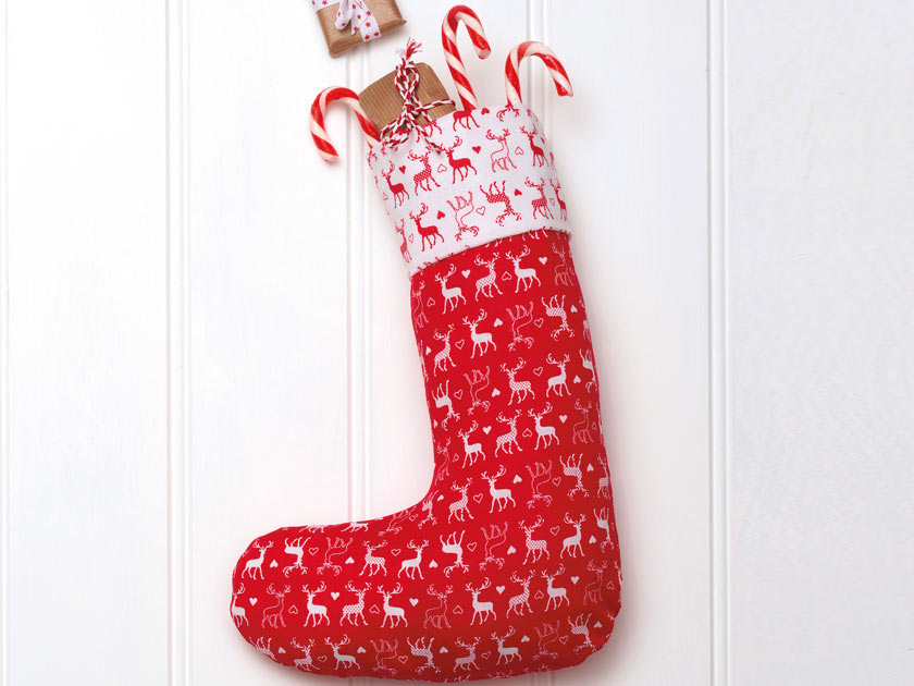 A classic Christmas stocking template to sew