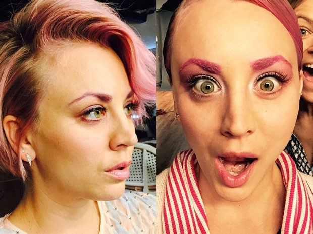 Kaley Cuoco Shows Off New Bright Pink Eyebrows | Look