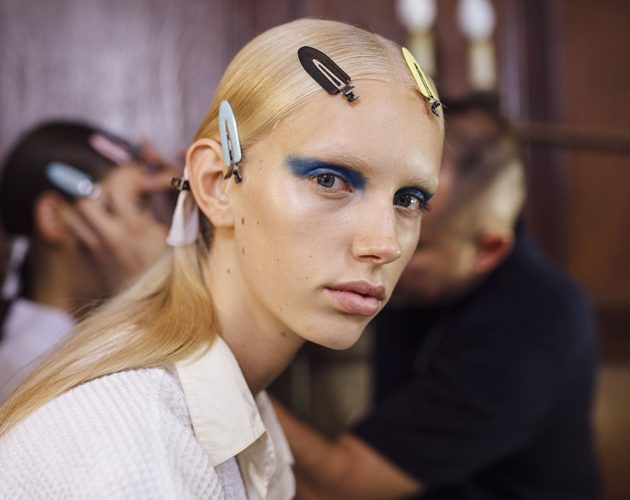 Mandatory Credit: Photo by Carmen Chan/WWD/REX/Shutterstock (5895643l) Model backstage Victoria Beckham show, Backstage, Spring Summer 2017, New York Fashion Week, USA - 11 Sep 2016