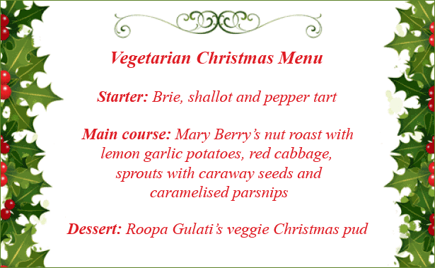 Vegetarian Christmas menu