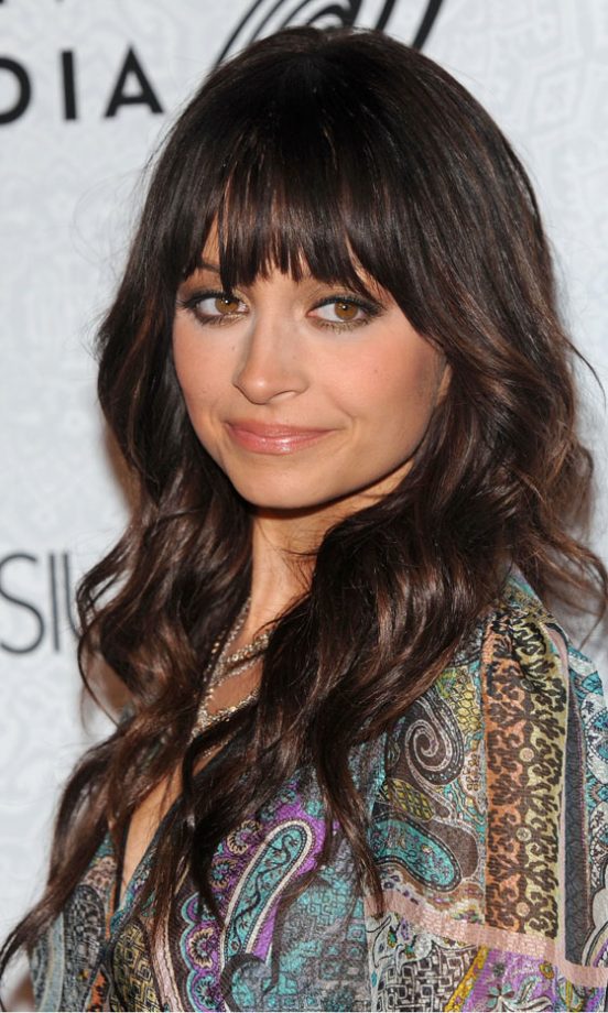 Nicole Richie's Dark and Full-Fringed Hairstyle, January 2010