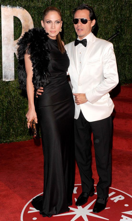 Jennifer Lopez With Husband Marc Anthony At The Vanity Fair Oscars 2010 Party