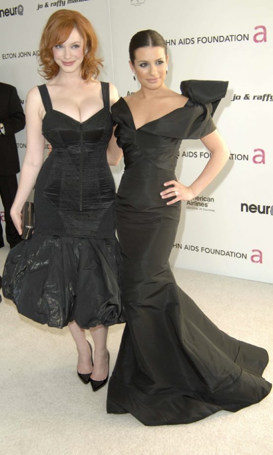 Christina Hendricks and Lea Michele At The Elton John AIDS Foundation Oscars 2010 Party