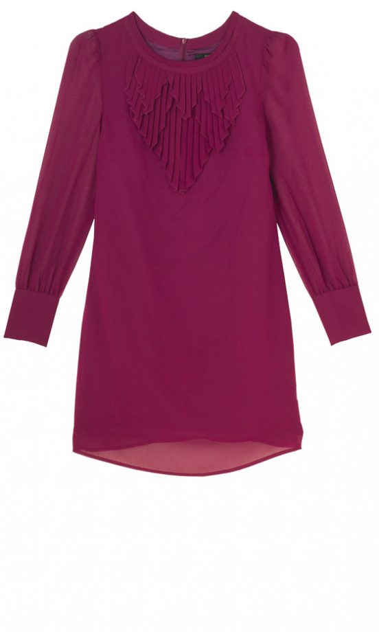 Oasis Long Sleeve Pleat Neck Shift Dress, £55