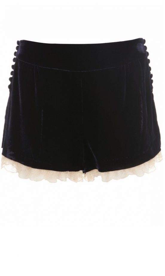 Kate Moss For Topshop Black Velvet And Lace Shorts, £60