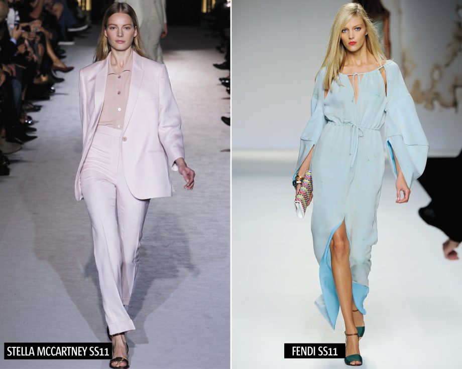 Shop the hot new pastel trend as seen on the Stella McCartney and Fendi SS11 catwalks from high-street stores Topshop, Warehouse, Asos and Oasis