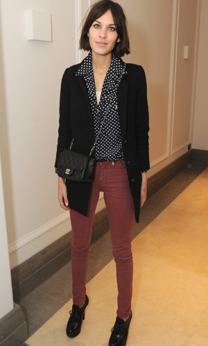 Alexa Chung goes does casual cool at the GQ SpringSummer Party dressed in skinny red jeans and polka dot blouse