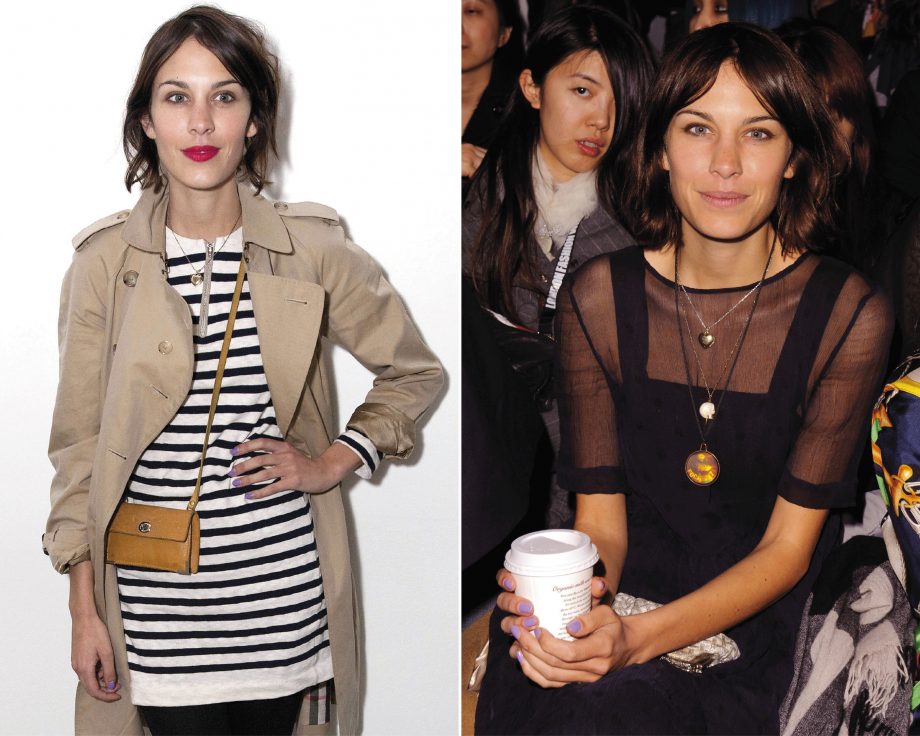 Alexa Chung rocks the hottest celebrity beauty style of the moment by stepping out at London Fashion Week 2011 wearing coloured nail polish