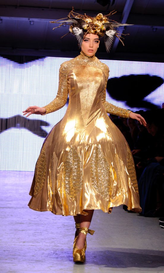 Daisy Lowe Goes For Gold At Pam Hogg's AW11 Fashion Show At London Fashion Week, February 2011