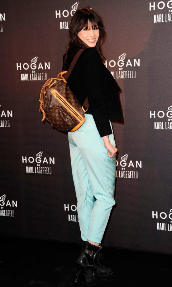 Daisy Lowe Opted For Sky Blue Trousers And A Louis Vuitton Bag At The Hogan After Party At Paris Fashion Week, March 2011