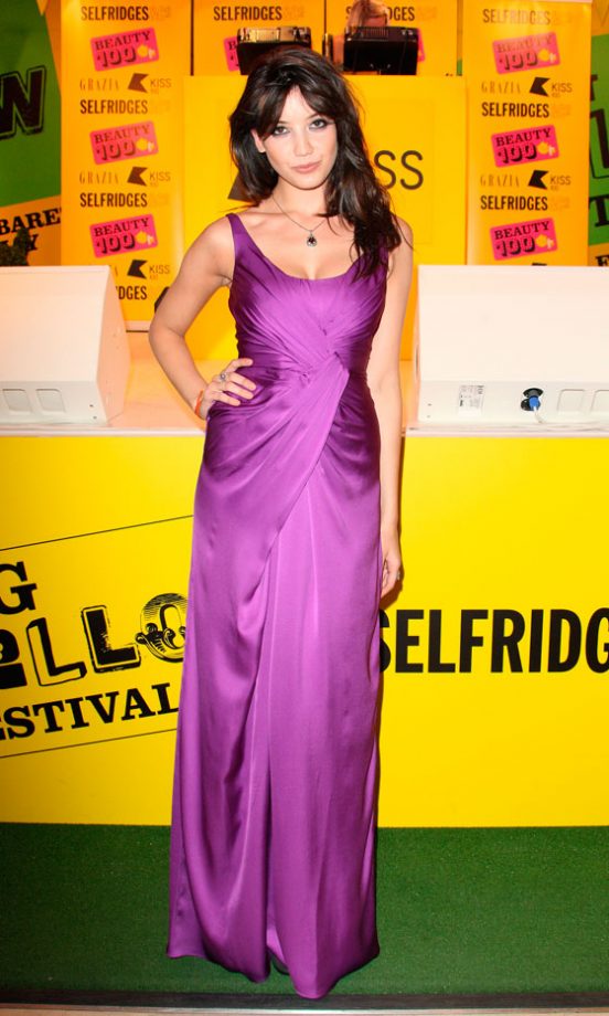 Daisy Lowe Glammed Up For Selfridge's 100th Birthday In A Silk Purple Dress, May 2009