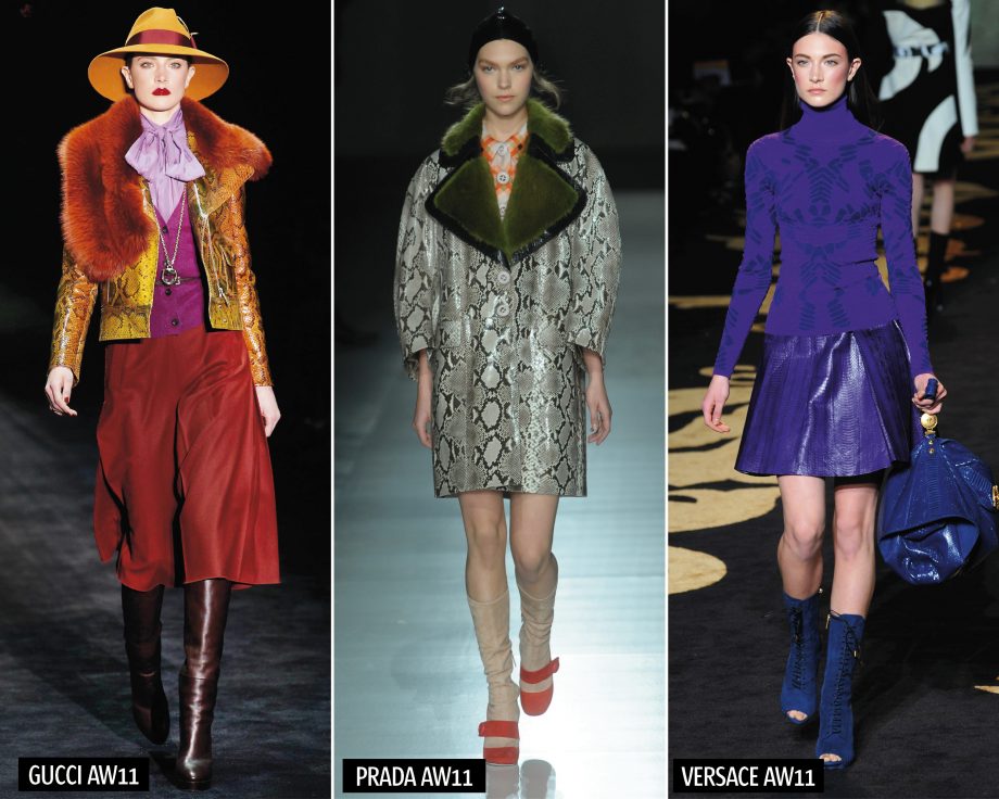 Snakeskin was a massive trend at Milan fashion week after appearing on the Gucci, Prada and Versace autumn/winter 2011 catwalks