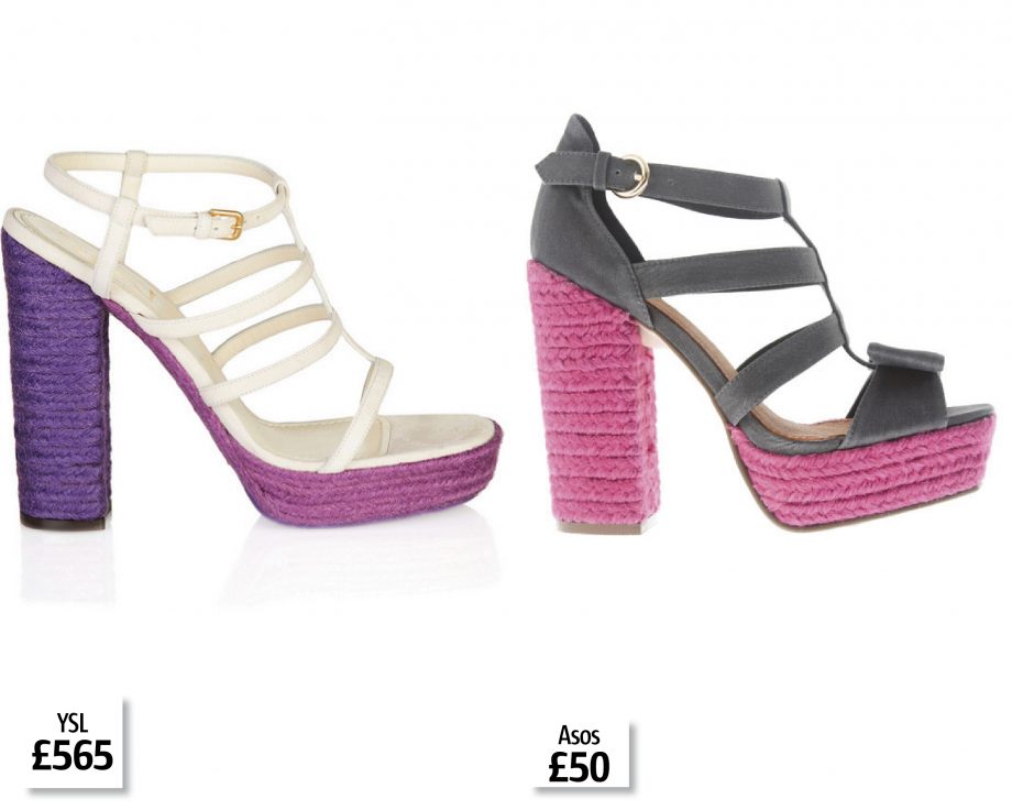 Shop the spring/summer 2011 trend with bright colour block espadrille heels at YSL and Asos