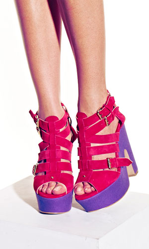 Model wearing French Connection wedges
