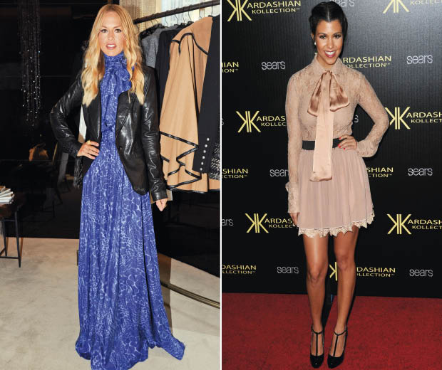 Rachel Zoe and Kourtney Kardashian work the ’70s pussy-bow frock trend