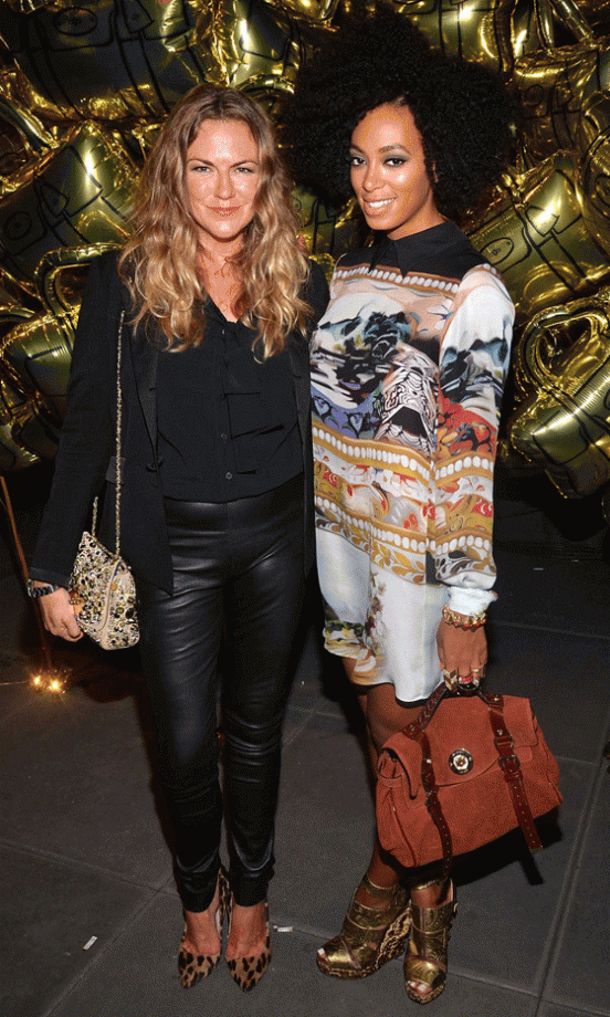 Emma Hill and Solange Knowles At Mulberry's 40th Birthday Bash At Skylight Studios, New York