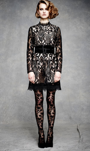Model wearing Marks & Spencer's lace dress, £65