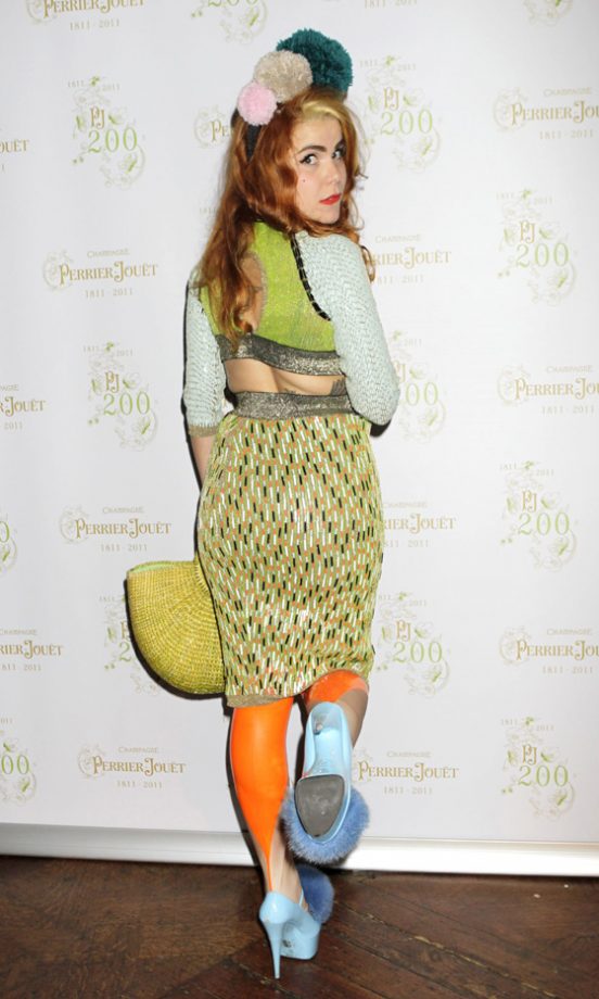 Paloma Faith Shows Off Her Shoes At Perrier-Jouet's 200th Birthday Party In London, 2011