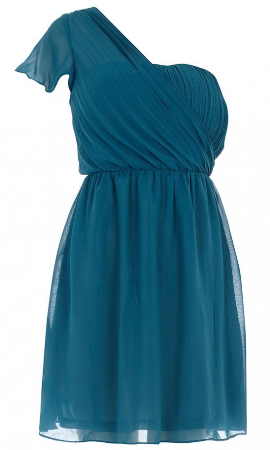 Dorothy Perkins Teal One Shoulder Dress, £33