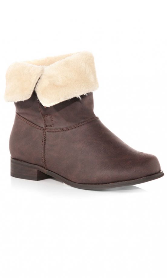 Evans Brown Fur Ankle Boots, £39.50