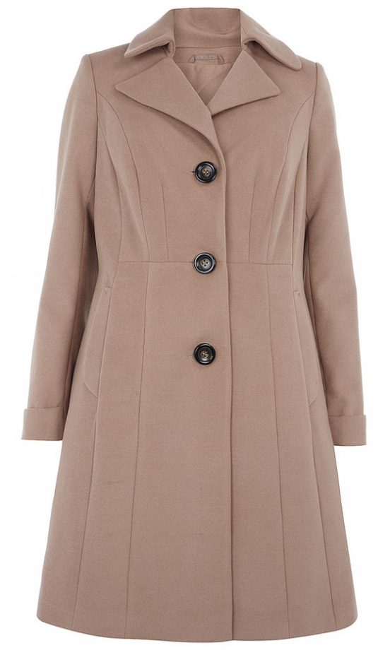 Evans Camel Fit And Flare Long Coat, £75
