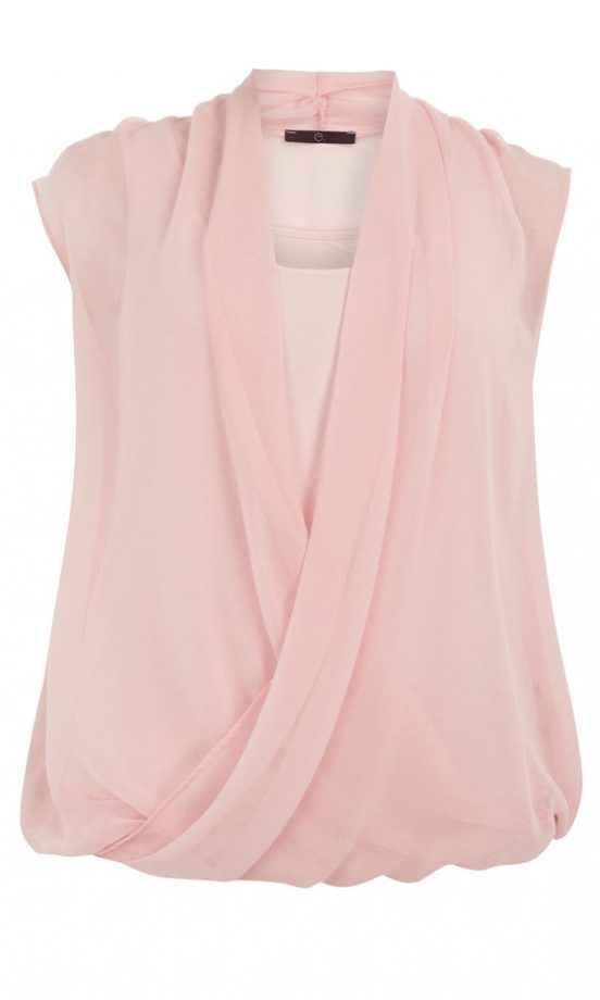 Evans Pink Wrap Chiffon Top, £35
