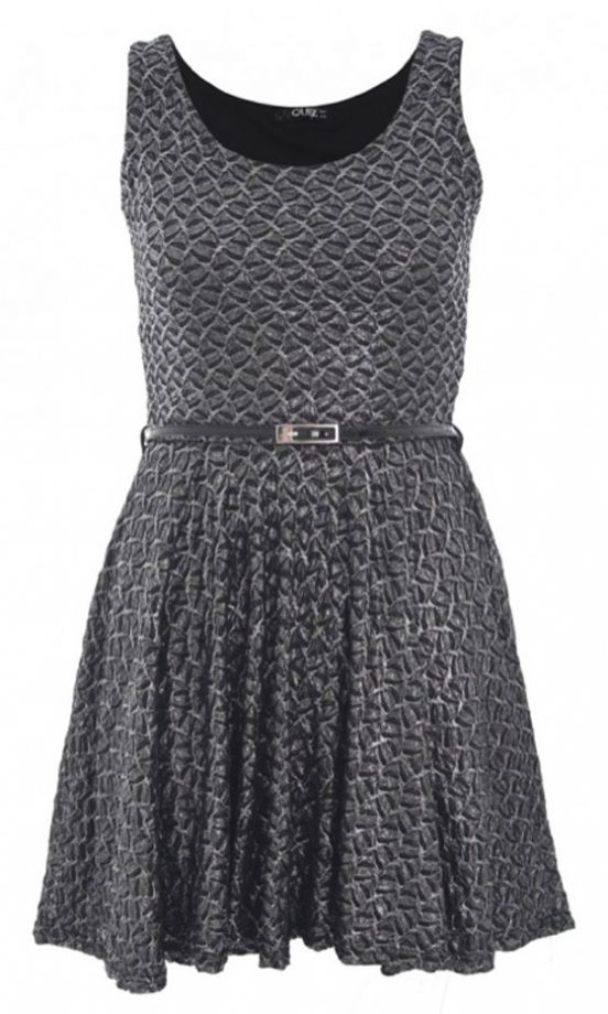 Quiz Black And Silver Textured Skater Dress, £29.99