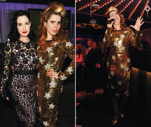 Paloma Faith and Dita Von Teese at a Christmas party at London's Playboy Club
