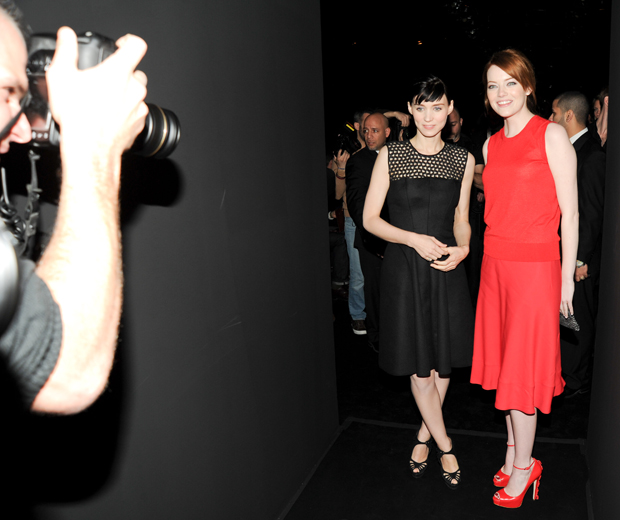 Rooney Mara and Emma Stone at Calvin Klein's AW12 show in New York