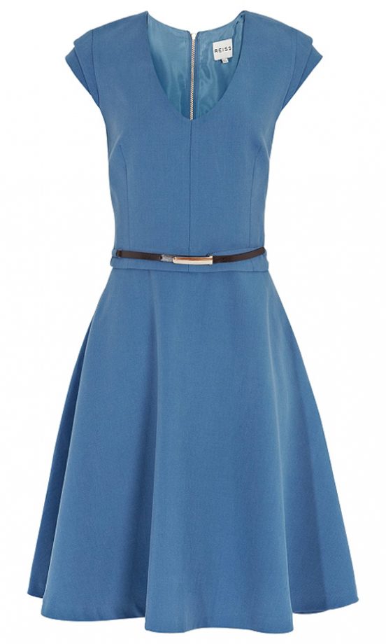 Reiss At John Lewis Blue Skater Dress, £189
