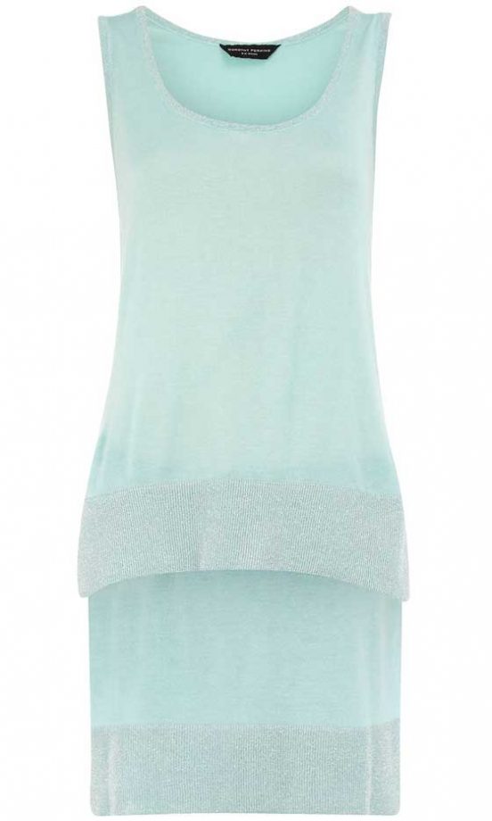 Dorothy Perkins Mint Lurex Trim Dip Back Knit Top, £22