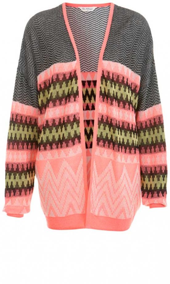 Miss Selfridge Long Fluro Patterned Cardi, £39