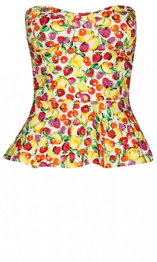 Boohoo Fruit Print Peplum Top, £15