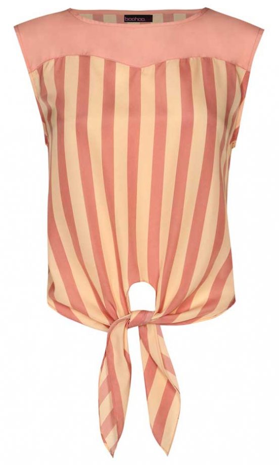 Boohoo Stripe Tie Top
