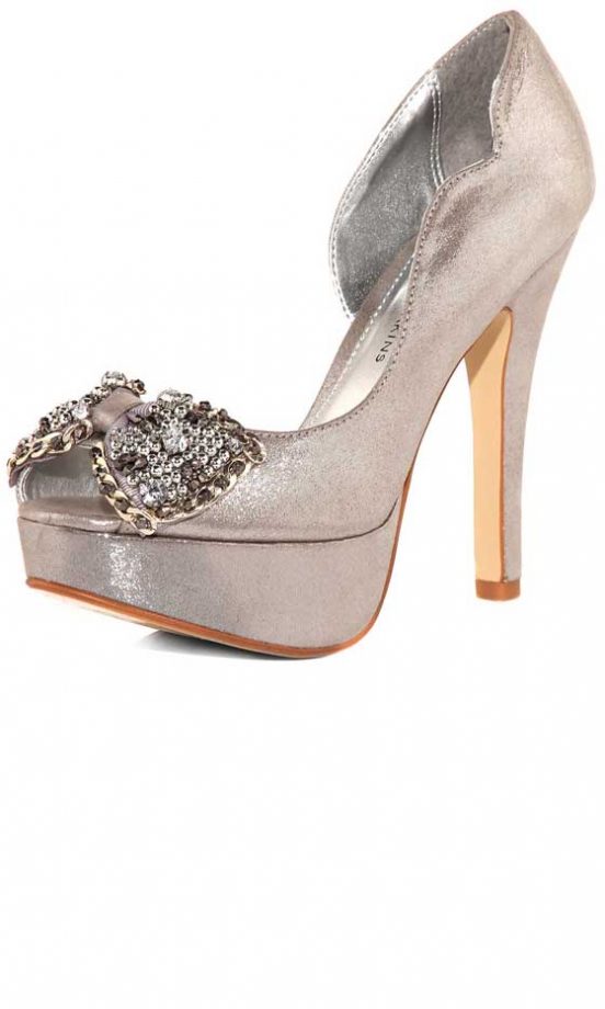 Dorothy Perkins Pewter Peep Toe Bow Platforms, £48