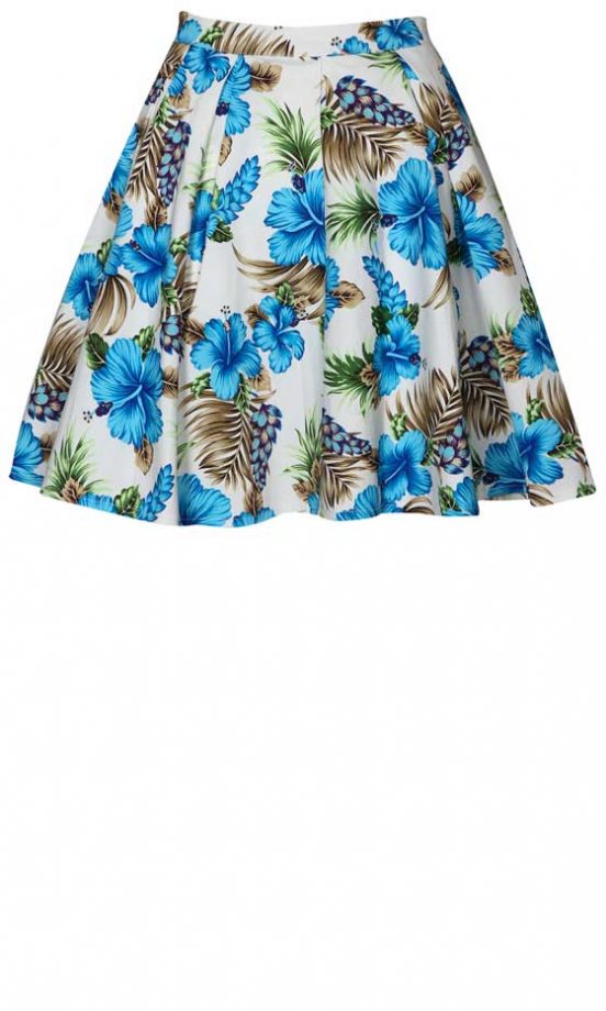 Boohoo Floral Box Pleat Skater Skirt