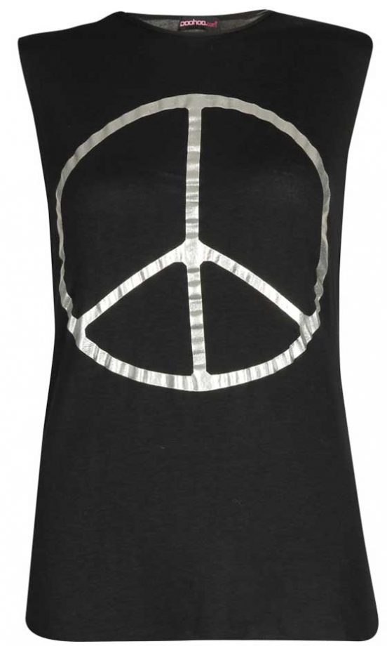 Boohoo Metallic Peace Vest, £8