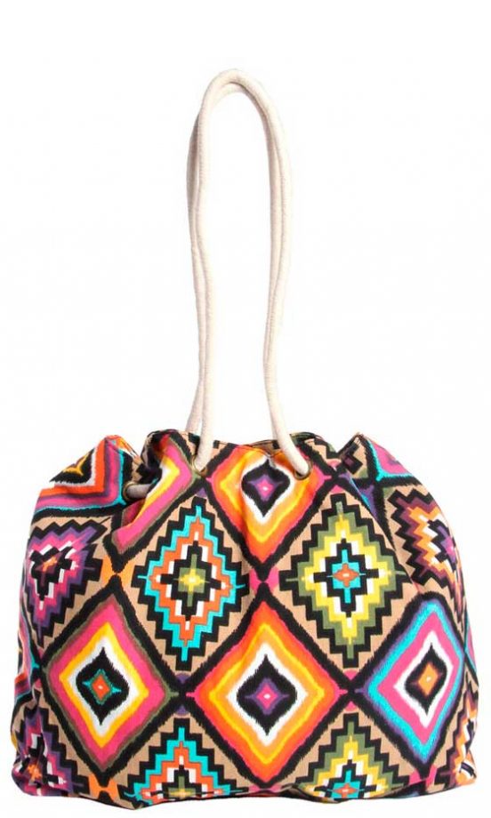 Boohoo Aztec Print Drawstring Bag, £15