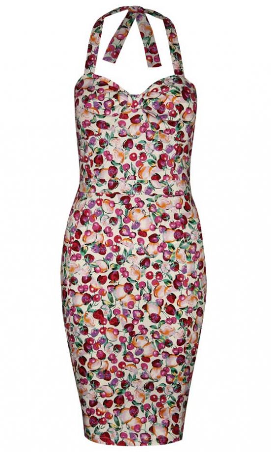 Boohoo Fruit Print Bow Front Halterneck Dress, £20