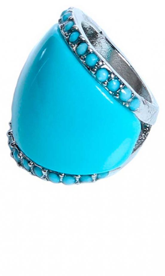 Boohoo Blue Enamel Diamante Detail Ring, £6