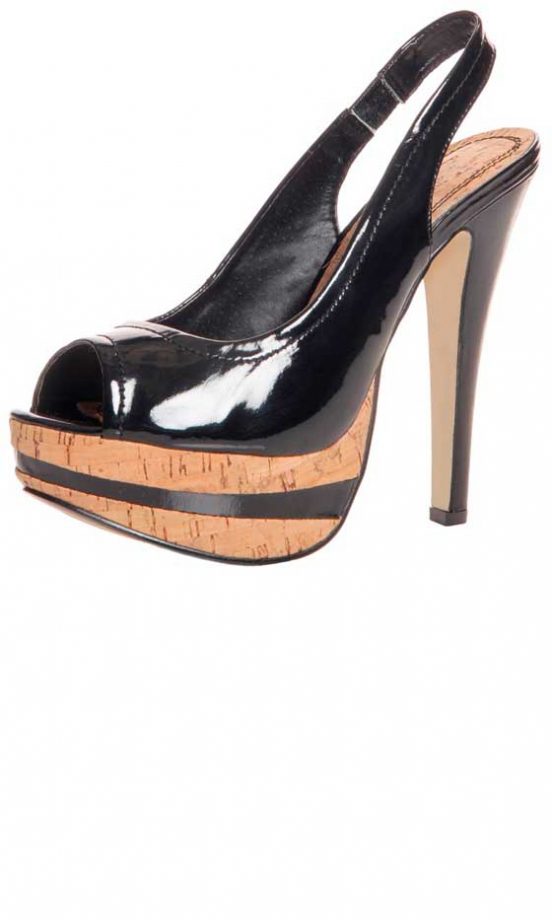 Boohoo Black Patent Sling Back Platform Heels, £25