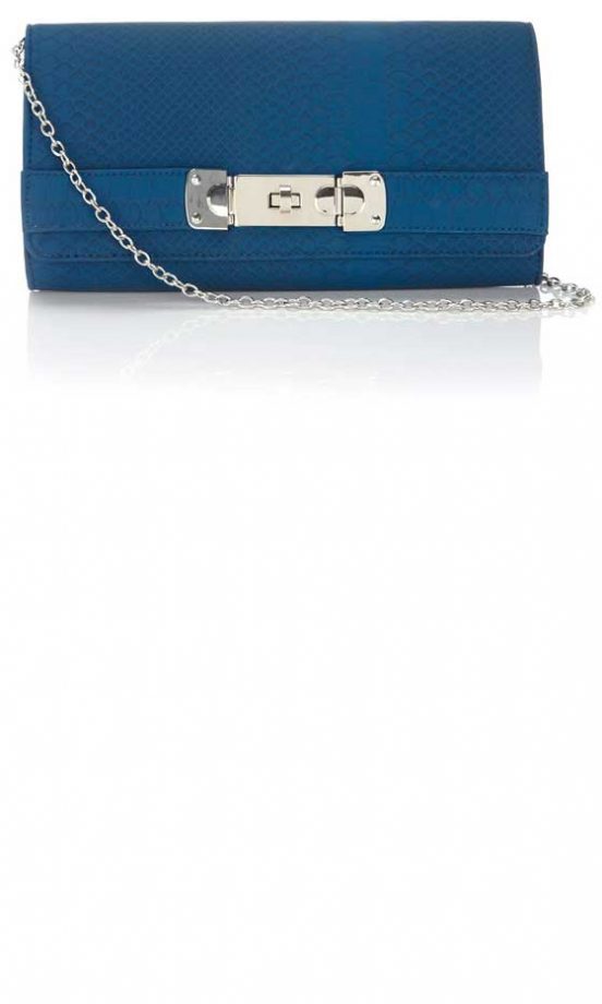 Wallis Blue Snake Effect Clutch Bag, £20