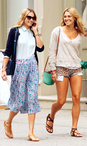 Model sisters Jessica and Ashley Hart working amazing off-duty looks while out and about in New York