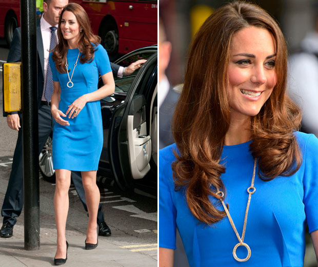 Kate Middleton In London In Blue Shift Dress, 2012
