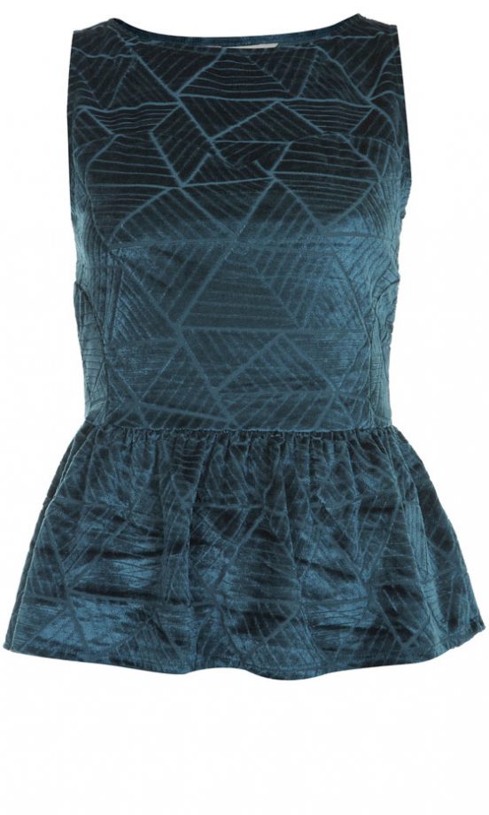 Miss Selfridge Velvet Peplum Top, £28
