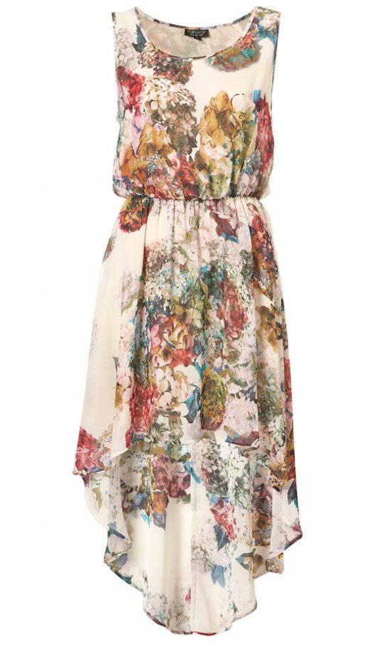 Topshop Floral Dip Hem Dress, £46
