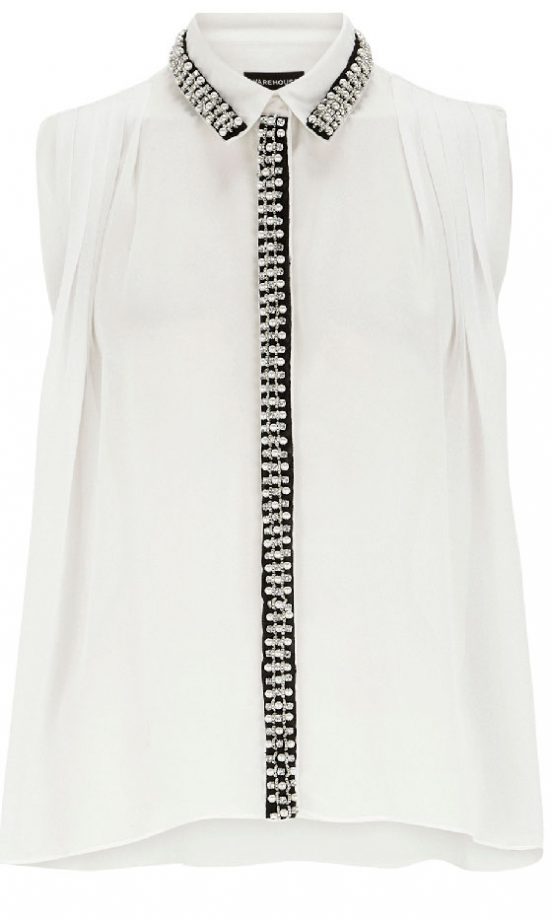 Warehouse Embellished Trim Blouse, £55